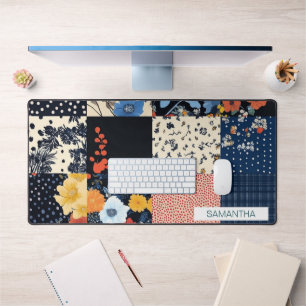 Vintage Floral Patchwork Pattern (10) Desk Mat