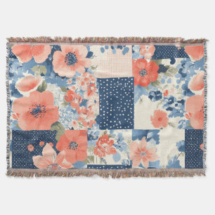 Vintage Floral Patchwork Pattern (11) Throw Blanket