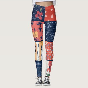 Vintage Floral Patchwork Pattern (2) Leggings