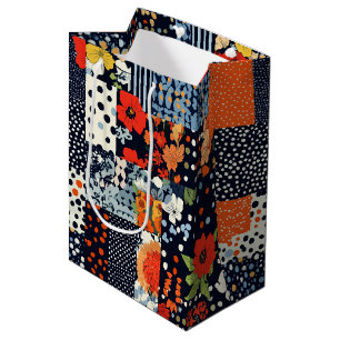 Vintage Floral Patchwork Pattern (3) Medium Gift Bag