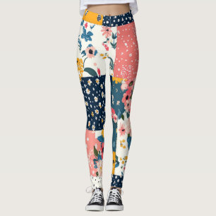 Vintage Floral Patchwork Pattern (4) Leggings