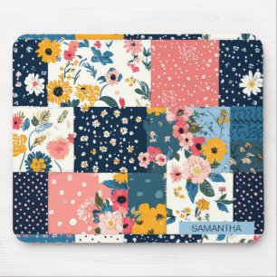 Vintage Floral Patchwork Pattern (4) Mouse Pad
