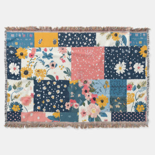 Vintage Floral Patchwork Pattern (4) Throw Blanket