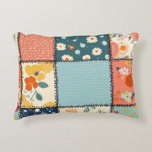 Vintage Floral Patchwork Pattern (6) Decorative Cushion