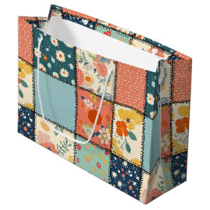 Vintage Floral Patchwork Pattern (6) Large Gift Bag