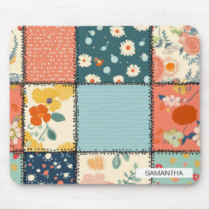 Vintage Floral Patchwork Pattern (6) Mouse Pad