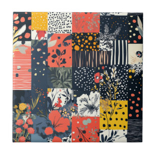 Vintage Floral Patchwork Pattern (7) Ceramic Tile