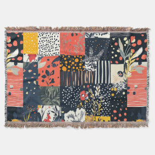 Vintage Floral Patchwork Pattern (7) Throw Blanket