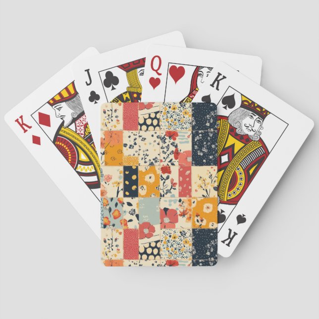 Vintage Floral Patchwork Pattern (8) Playing Cards (Back)