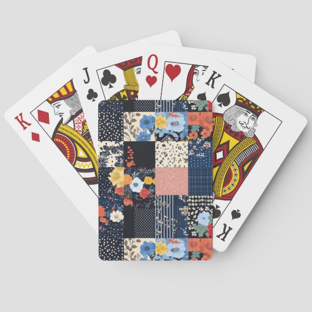 Vintage Floral Patchwork Pattern (9) Playing Cards (Back)