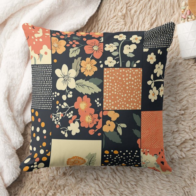 Vintage Floral Patchwork Pattern Cushion (Blanket)