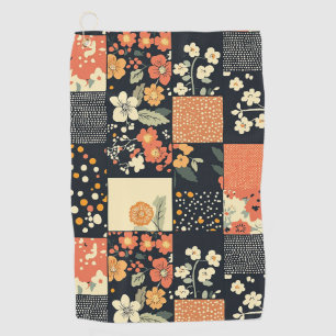Vintage Floral Patchwork Pattern Golf Towel