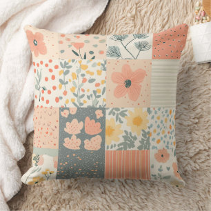 Vintage Floral Patchwork Pattern - Pastel (11) Cushion