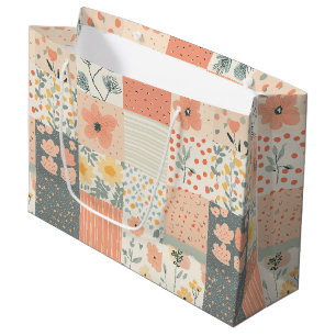 Vintage Floral Patchwork Pattern - Pastel (11) Large Gift Bag