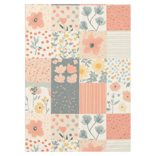 Vintage Floral Patchwork Pattern - Pastel (11) Tablecloth