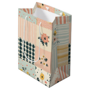 Vintage Floral Patchwork Pattern - Pastel (12) Medium Gift Bag