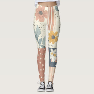 Vintage Floral Patchwork Pattern - Pastel (2) Leggings