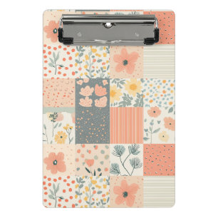 Vintage Floral Patchwork Pattern - Pastel (2) Mini Clipboard