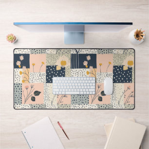 Vintage Floral Patchwork Pattern - Pastel (5) Desk Mat