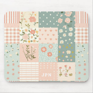 Vintage Floral Patchwork Pattern - Pastel (6) Mouse Pad