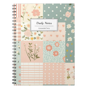 Vintage Floral Patchwork Pattern - Pastel (7) Notebook