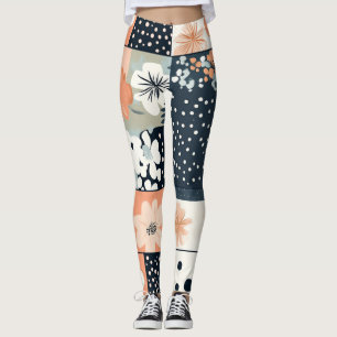 Vintage Floral Patchwork Pattern - Pastel (8) Leggings