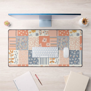 Vintage Floral Patchwork Pattern - Pastel (9) Desk Mat