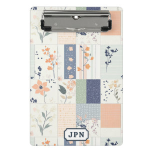 Vintage Floral Patchwork Pattern - Pastel (9) Mini Clipboard