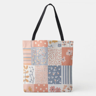 Vintage Floral Patchwork Pattern - Pastel (9) Tote Bag