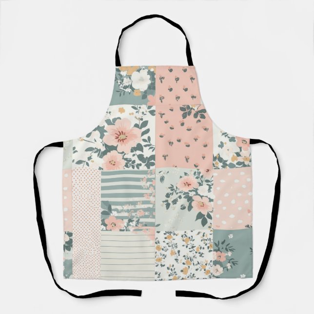 Vintage Floral Patchwork Pattern - Pastel Apron (Front)