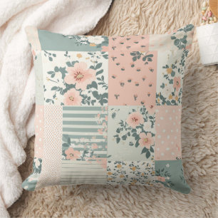 Vintage Floral Patchwork Pattern - Pastel Cushion