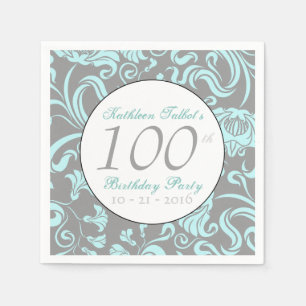 Vintage Floral Pattern 100th Birthday Paper Napkin