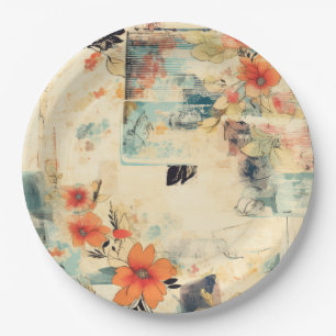 Vintage Floral Pattern (2) Paper Plate