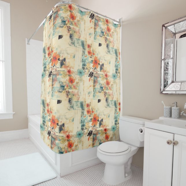 Vintage Floral Pattern (2) Shower Curtain (In Situ)