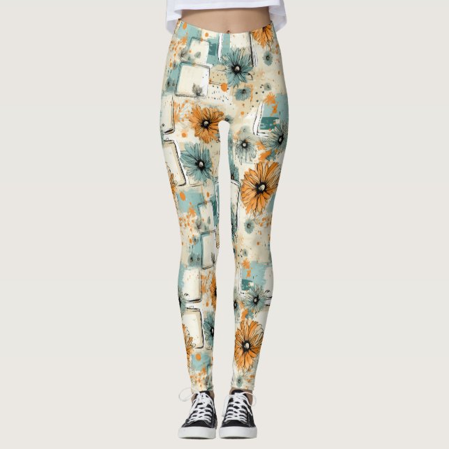 Vintage Floral Pattern (3) Leggings (Front)