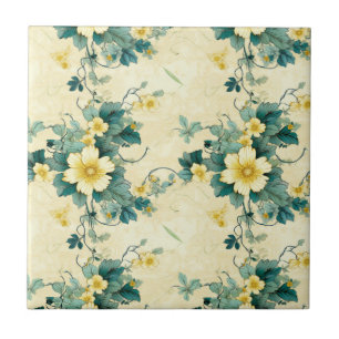 Vintage Floral Pattern (4) Ceramic Tile