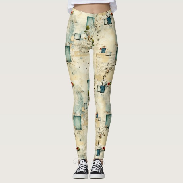 Vintage Floral Pattern (5) Leggings (Front)