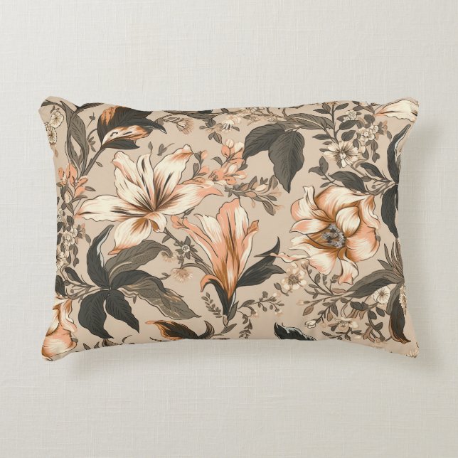 Vintage Floral Pattern Accent Pillow (Front)