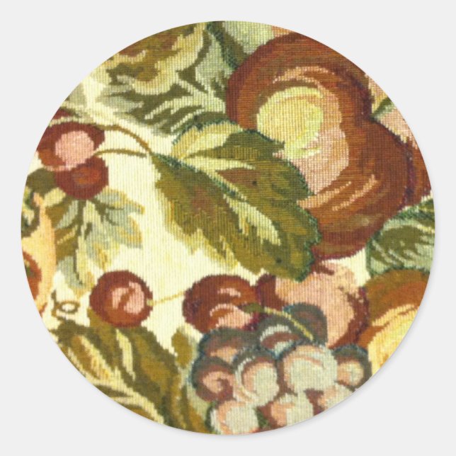 Vintage Floral Pattern Classic Round Sticker (Front)