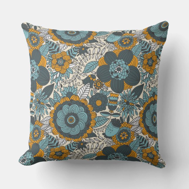 Vintage floral pattern cushion (Front)