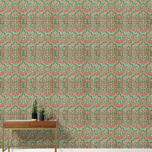 Vintage Floral Pattern Daisy Flowers Pink Green Wallpaper