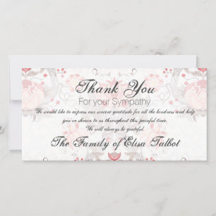 Vintage Floral Pattern Damask Sympathy Thank You P Card