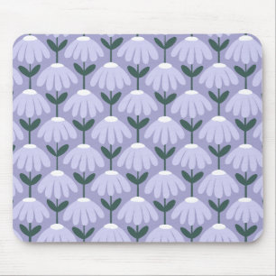 Vintage Floral Pattern Heather Blue Mouse Pad