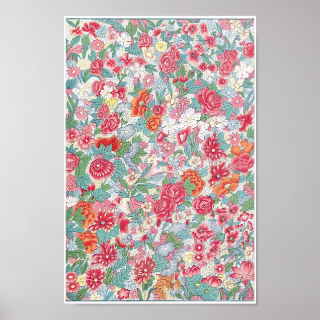 Vintage Floral Pattern Illustration Poster (Front)