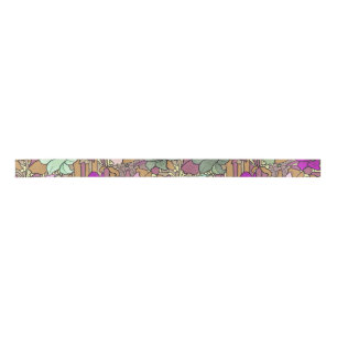 Vintage Floral Pattern Illustration Satin Ribbon