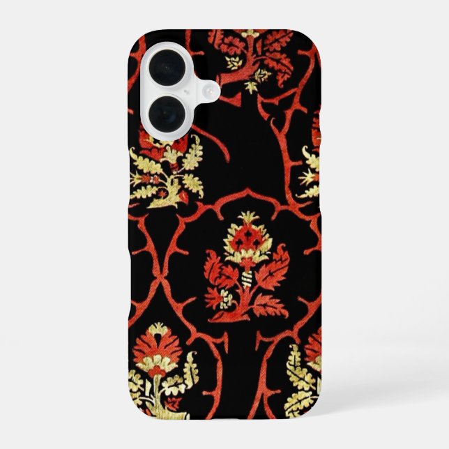 Vintage Floral Pattern iPhone 16 Case (Back)