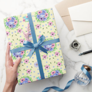Vintage Floral Pattern Light Yellow Wrapping Paper