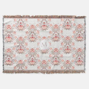 Vintage Floral Pattern Monogram T Blanket