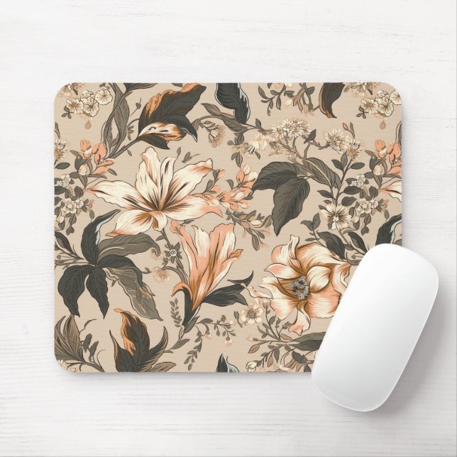 Vintage Floral Pattern Mousepad (With Mouse)