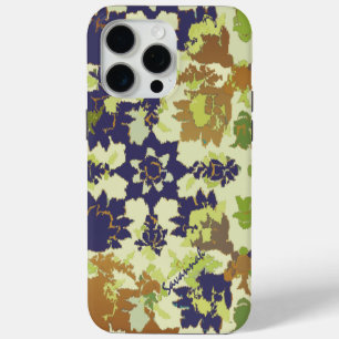Vintage Floral Pattern Navy Copper Lime  iPhone iPhone 15 Pro Max Case